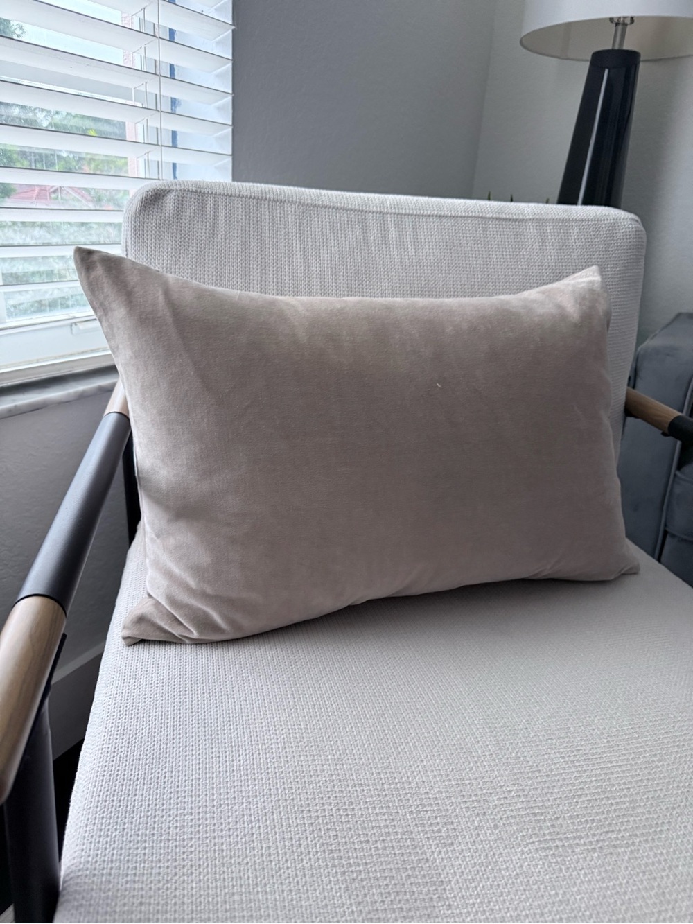 Neutral Beige Velvet Lumbar Pillow - Home Accents